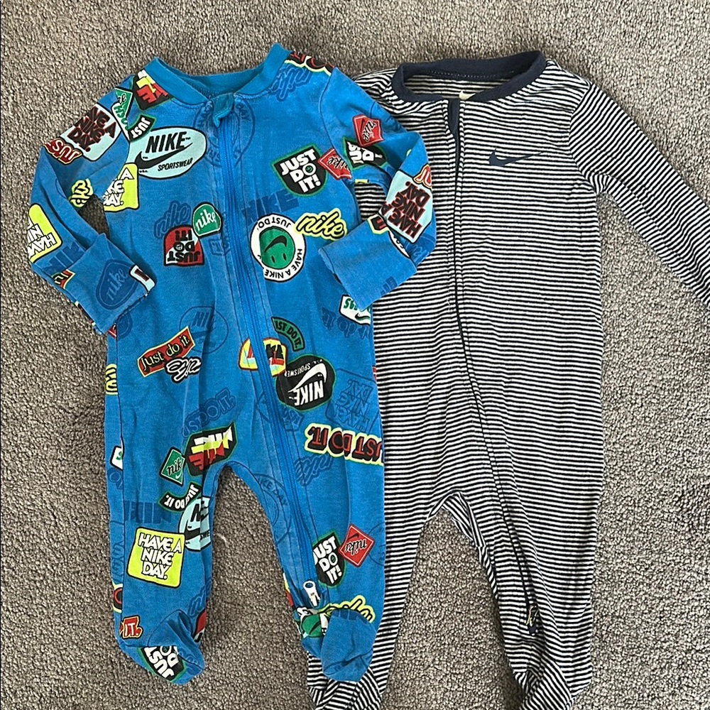 Nike Blue Sports-Themed Footies One Piece